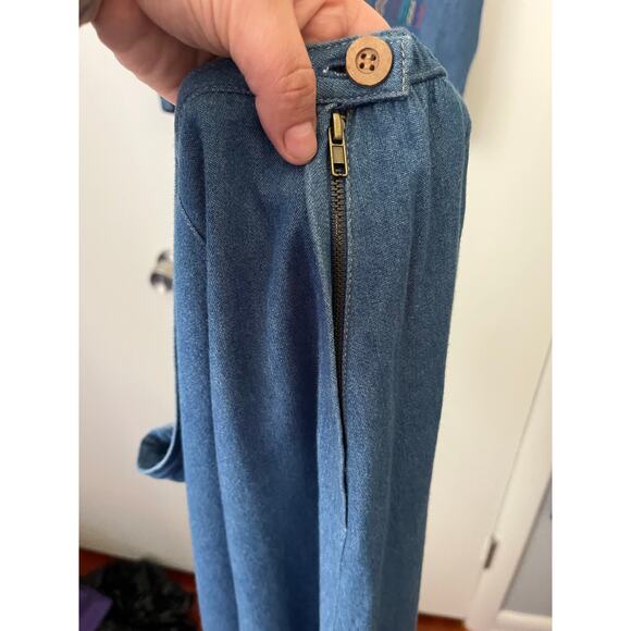 Vintage 70’s Koret Blues Denim Skirt Set Boho Beaded A Line Blouse Med Large - Picture 7 of 11